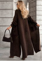 Długi Cardigan New Jersey ciocolatiu