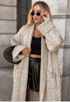 Długi pleciony Cardigan Only Forward bej