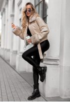 Skórzana Geacă z futerkiem Never Say Never bej