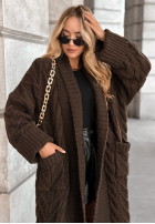Długi pleciony Cardigan Only Forward ciocolatiu