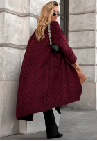 Długi pleciony Cardigan Only Forward burgundowy