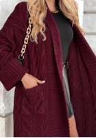 Długi pleciony Cardigan Only Forward burgundowy