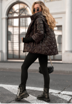 Scurtă pikowana Geacă Quiet Afternoon cu model tip panteră ciocolatie