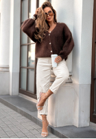 Moherowy krótki Cardigan Whisper Touch ciocolatiu