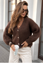 Moherowy krótki Cardigan Whisper Touch ciocolatiu