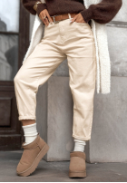 Pantaloni din denim z paskiem Not Over It ecru