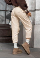 Pantaloni din denim z paskiem Not Over It ecru