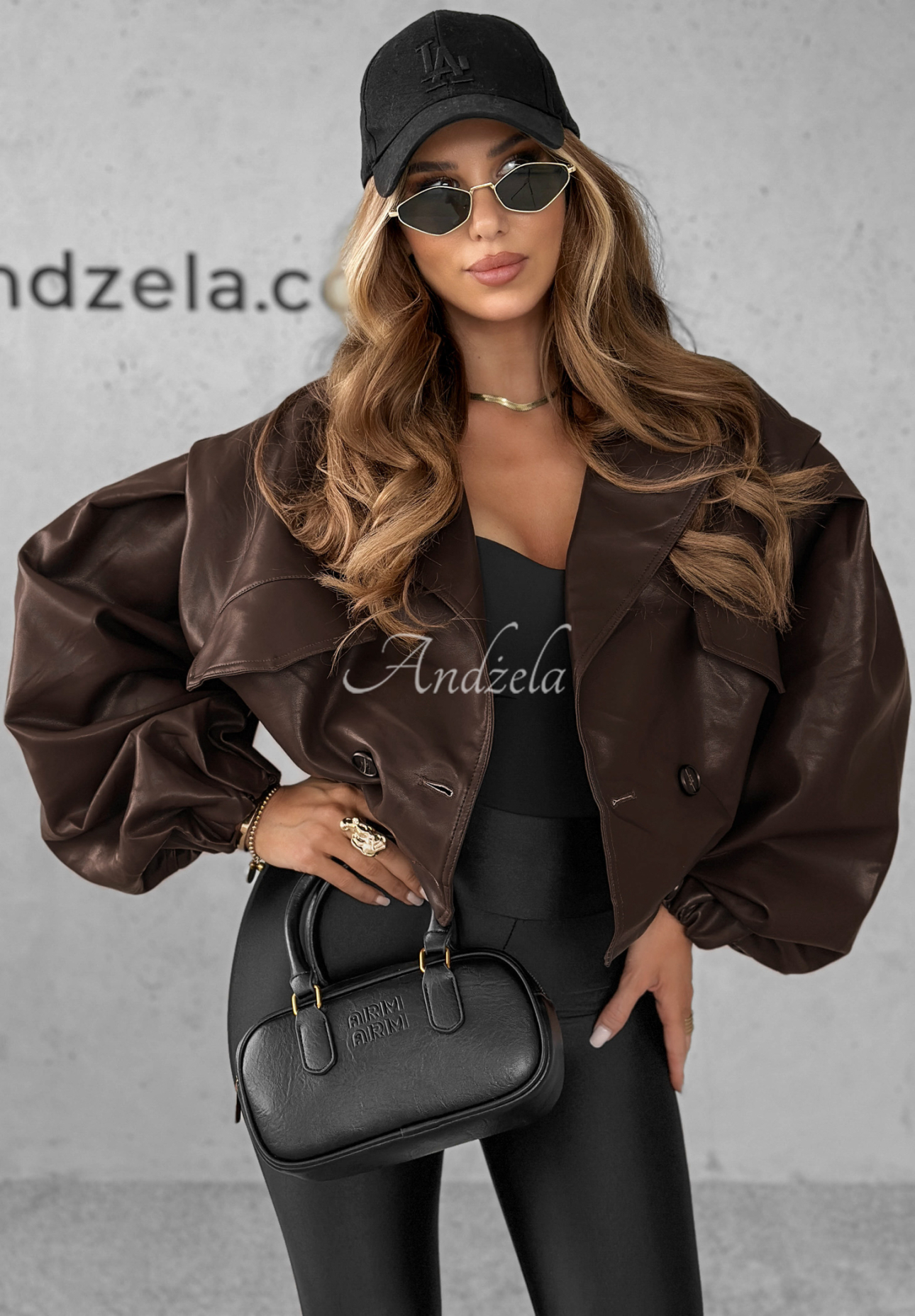 Geacă oversize din piele 80s Vibe