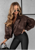 Skórzana Geacă oversize 80s Vibe ciocolatie