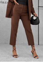 Eleganckie spodnie Pantaloni de tip țigaretă Runway Ready ciocolatii
