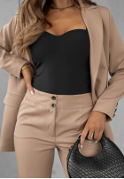 Eleganckie spodnie Pantaloni de tip țigaretă Runway Ready Latte