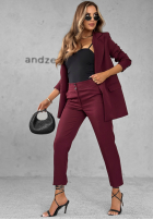 Eleganckie spodnie Pantaloni de tip țigaretă Runway Ready burgundowe