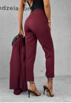 Eleganckie spodnie Pantaloni de tip țigaretă Runway Ready burgundowe