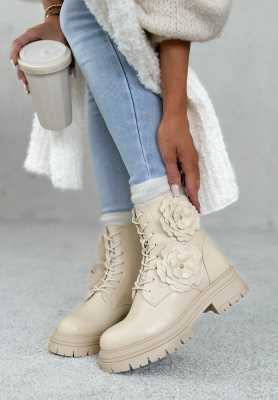 Botine din piele cu flori Whispering Pines