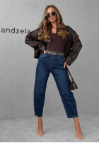 Pantaloni din denim balloon Thought You Knew ciemnoniebieskie