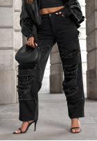 Pantaloni din denim z przetarciami Reset Needed gri închis