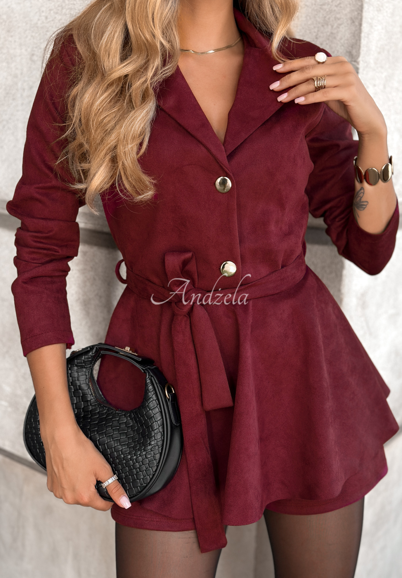 Salopetă din piele întoarsă cu curea Night Like This