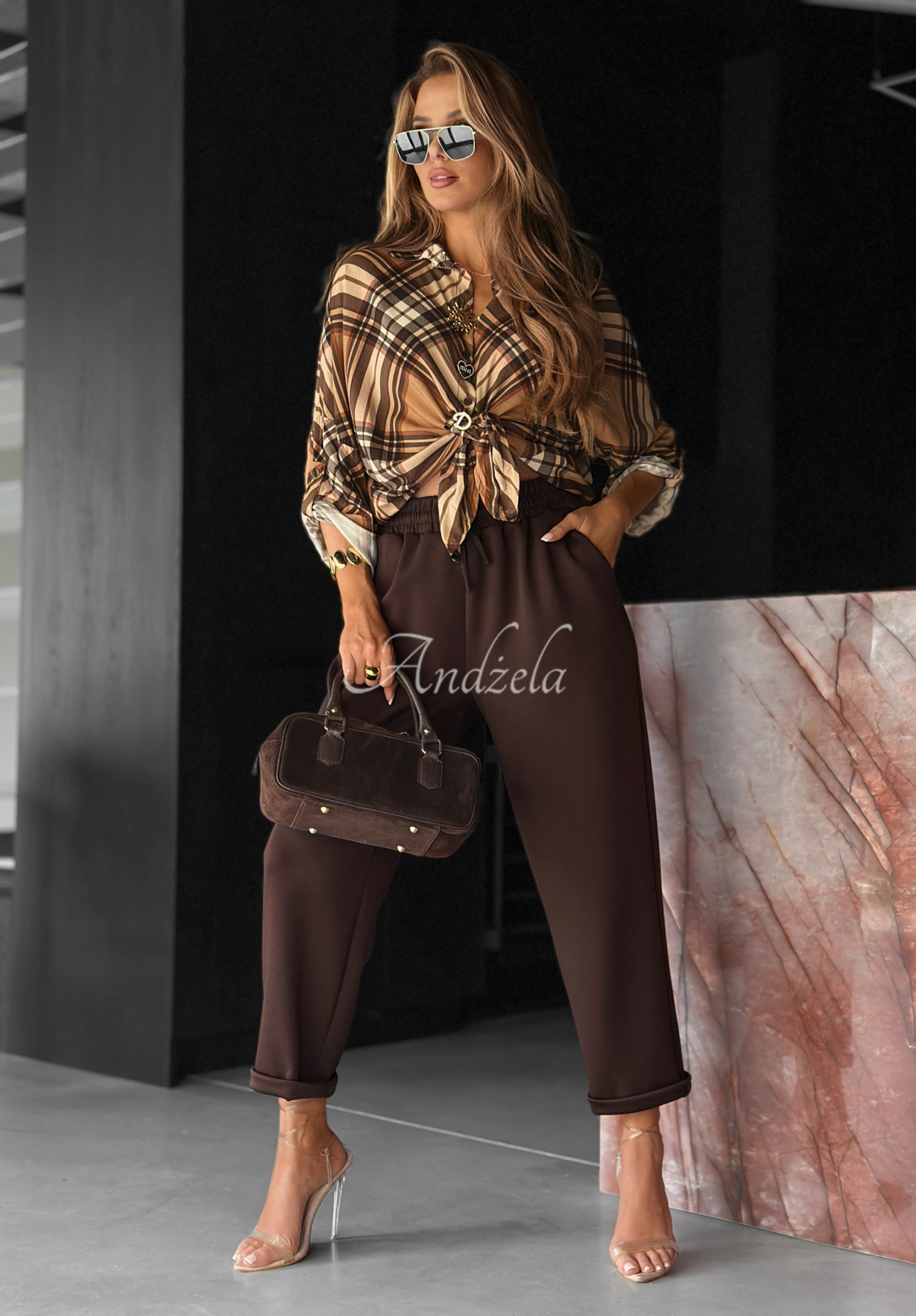 Pantaloni din material cu viscoză Chosen Silence