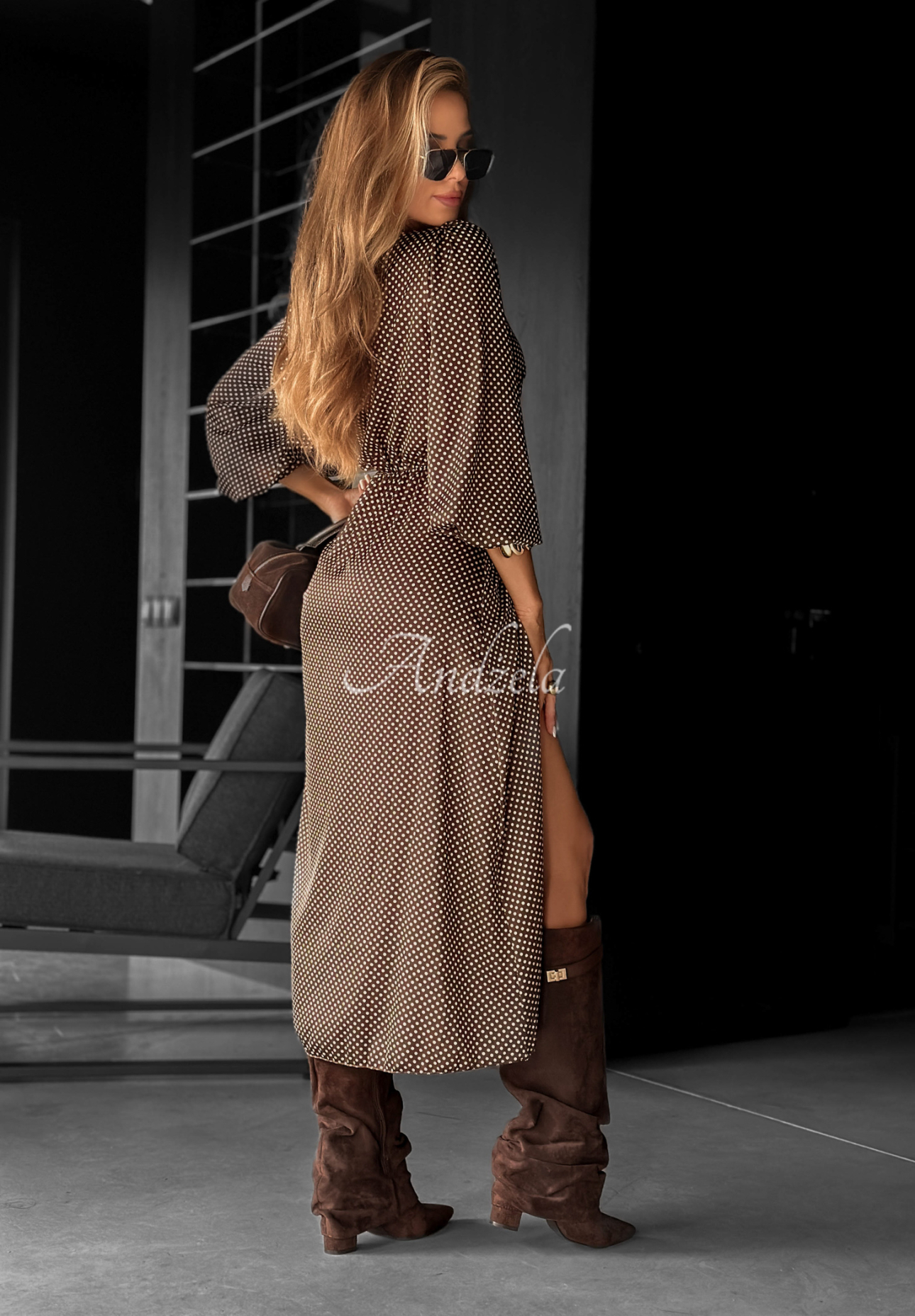 Rochie midi suprapusă cu buline Out Of Touch