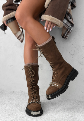 Botine din piele întoarsă cu șireturi Across Iceland