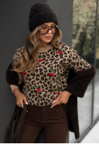 Pulover cu model tip panteră Read Later bej