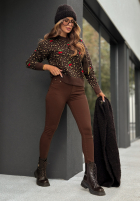Pulover cu model tip panteră Read Later ciocolatiu