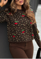 Pulover cu model tip panteră Read Later ciocolatiu