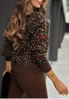 Pulover cu model tip panteră Read Later ciocolatiu