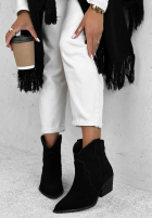 zamszowe Botine Ghete cowboy Long Stories negre