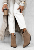 zamszowe Botine Ghete cowboy Long Stories bej