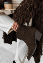 zamszowe Botine Ghete cowboy Long Stories ciocolatii