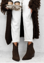 zamszowe Botine Ghete cowboy Long Stories ciocolatii