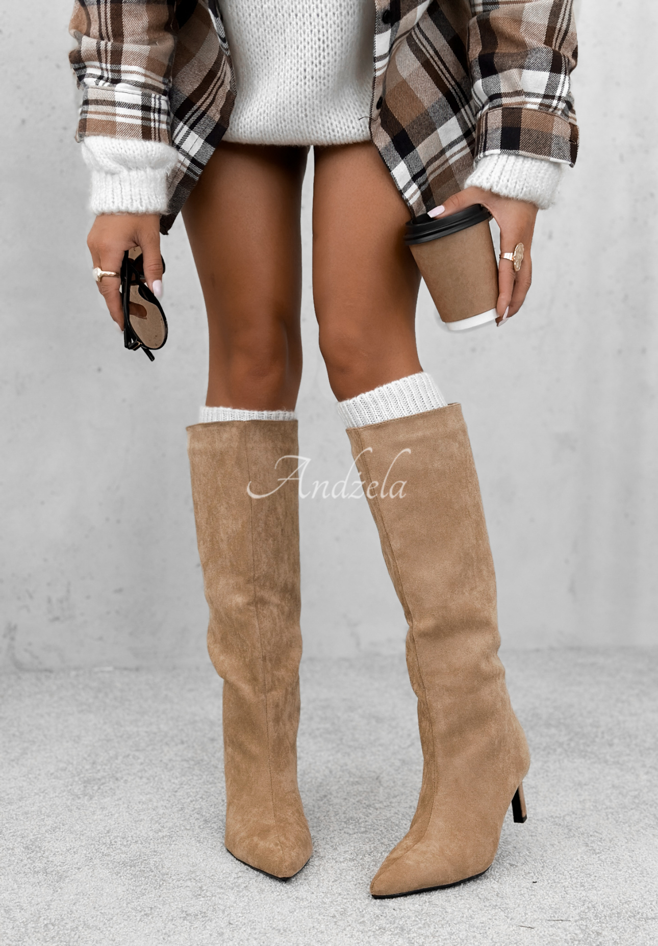 Cizme din piele întoarsă cu toc stiletto Autumn Divas
