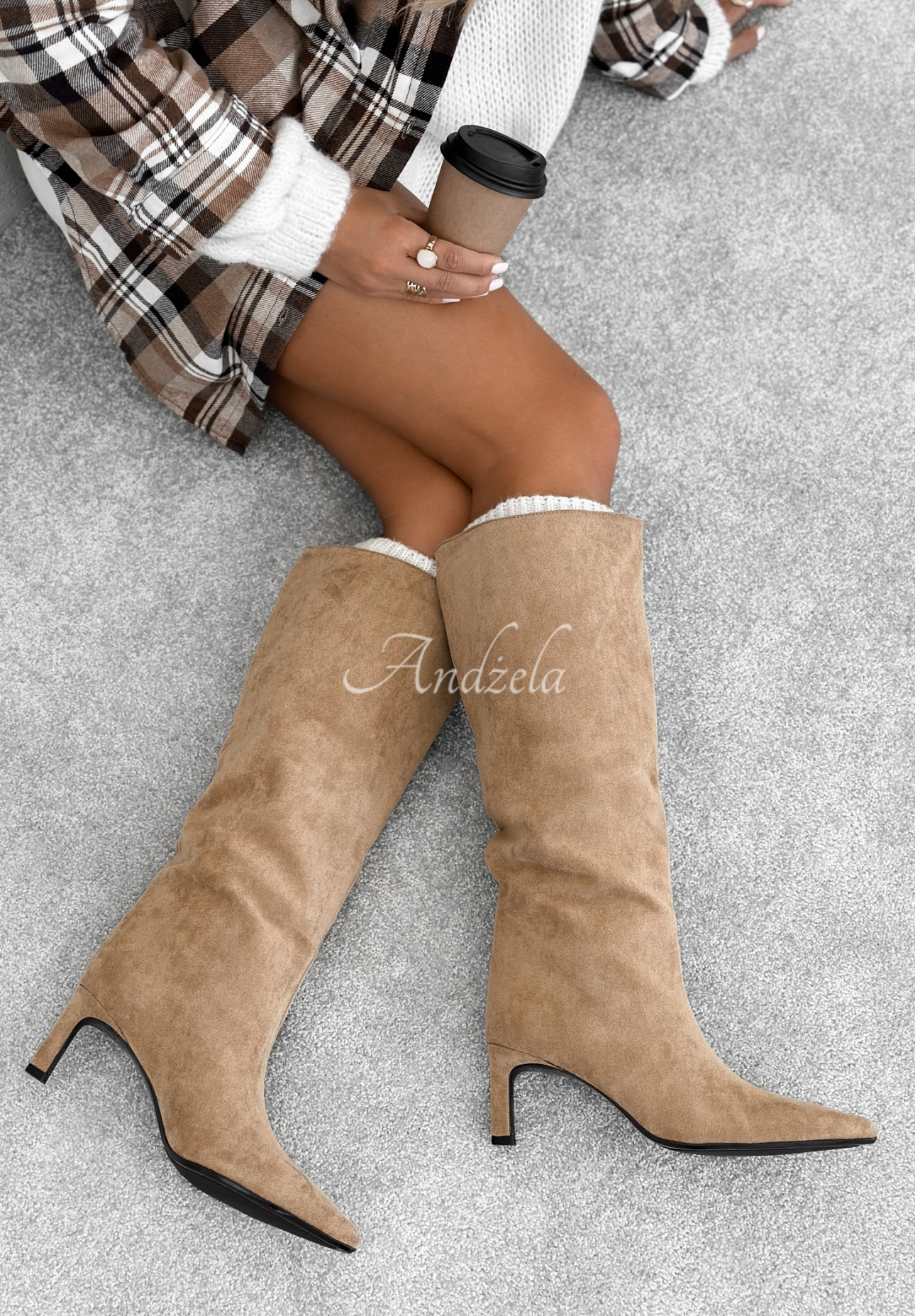 Cizme din piele întoarsă cu toc stiletto Autumn Divas
