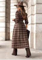Rochie w kratę midi Watching The Sunrise ciocolatie
