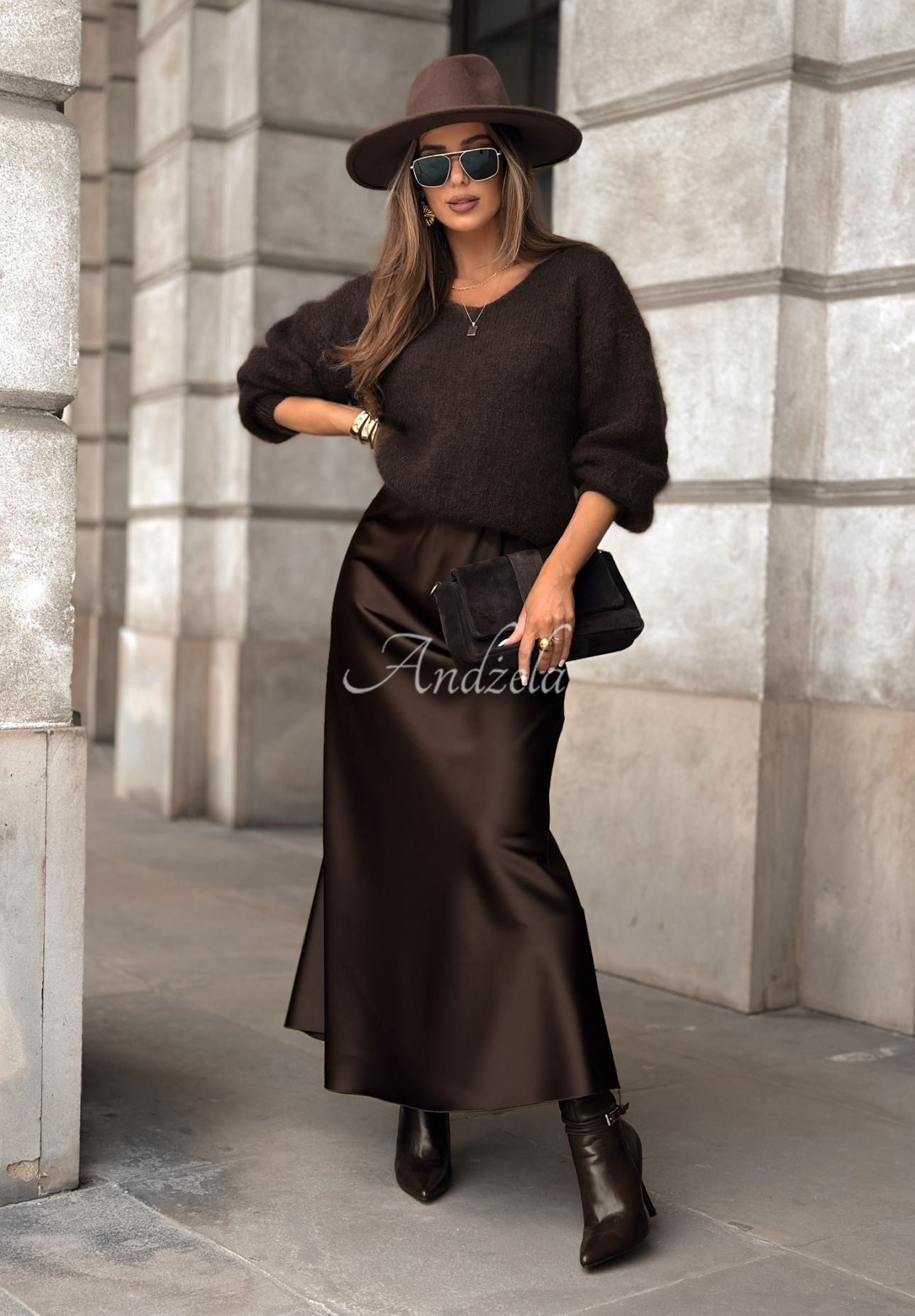 Fustă maxi din satin Falling Stars