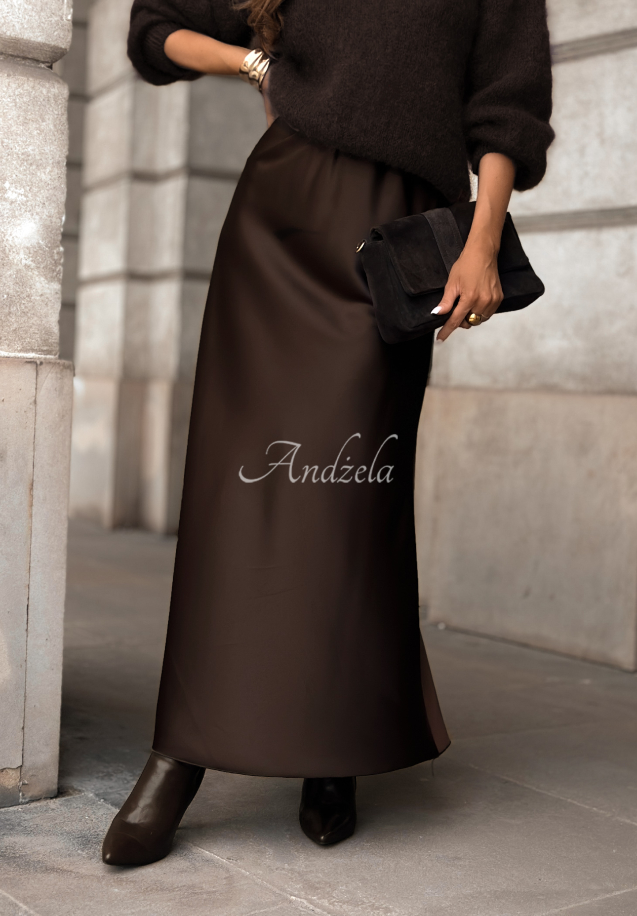 Fustă maxi din satin Falling Stars
