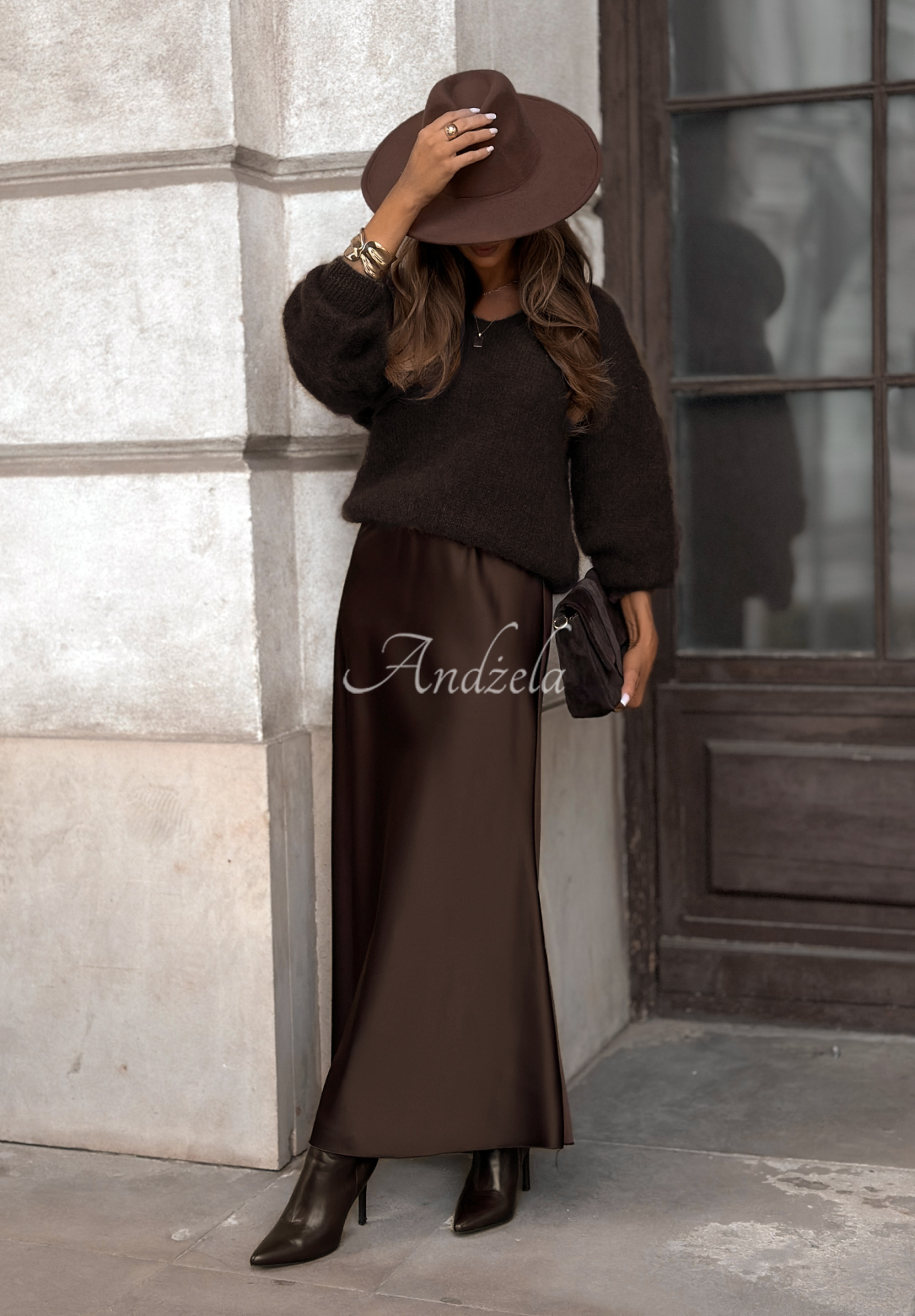 Fustă maxi din satin Falling Stars