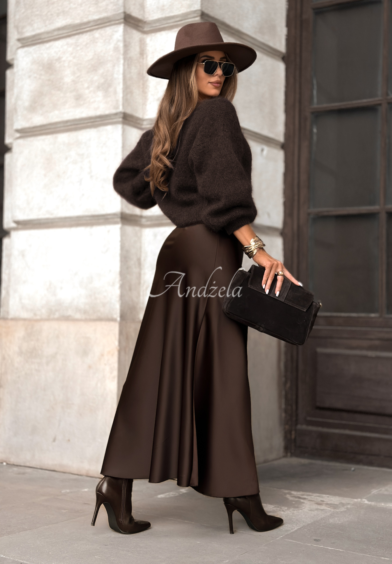 Fustă maxi din satin Falling Stars