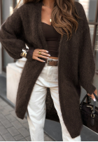 Długi moherowy Cardigan Still With You ciocolatiu