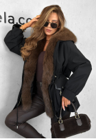 Puchowa Geacă parka z futerkiem Already Know negru