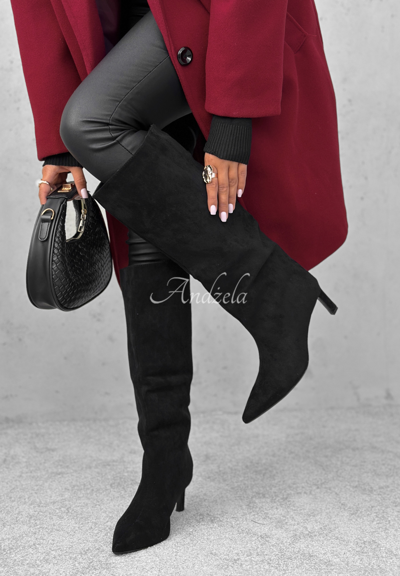 Cizme din piele întoarsă cu toc stiletto Autumn Divas