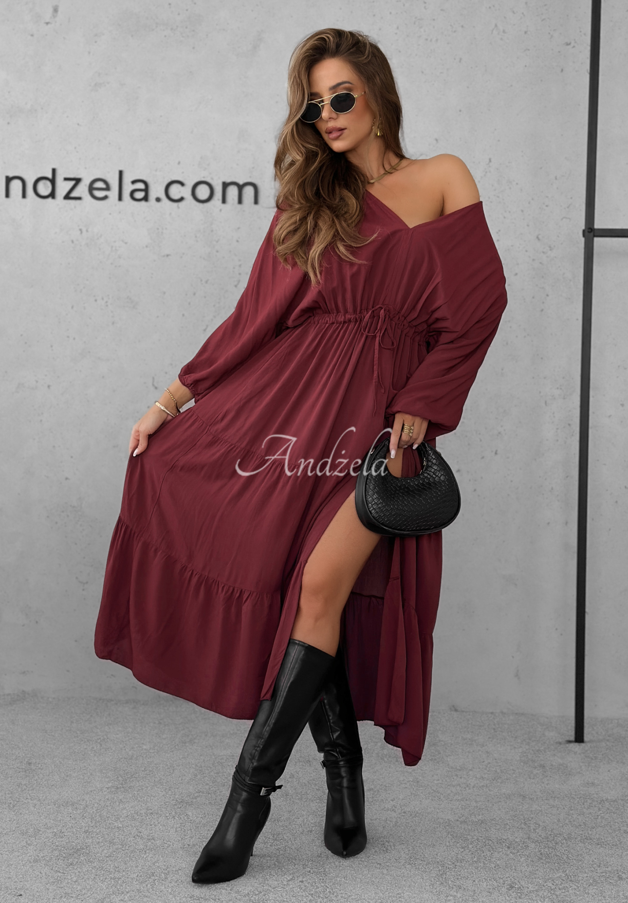 Rochie maxi din viscoză cu volănașe Colletta