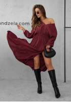 Rochie maxi z falbankami Colletta burgundowa