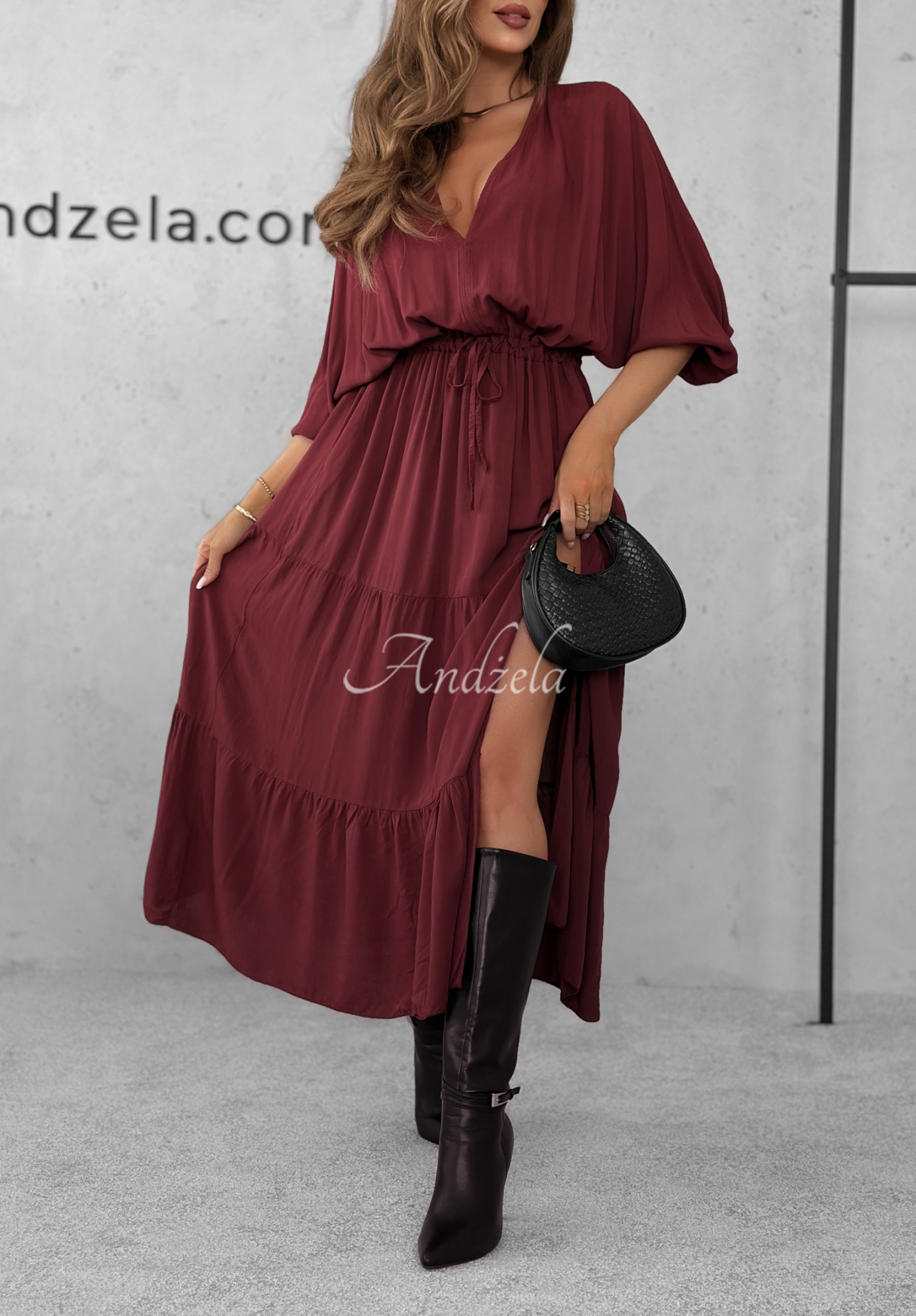 Rochie maxi din viscoză cu volănașe Colletta