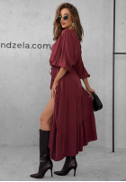 Rochie maxi z falbankami Colletta burgundowa