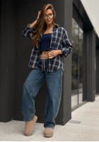 Pantaloni din denim wide leg Not Your Type ciemnoniebieskie