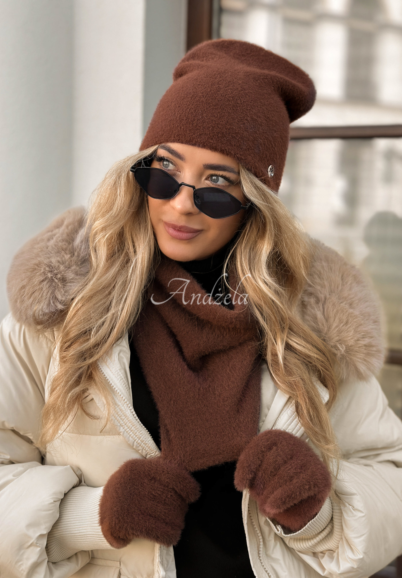 Fular circular din lână de alpaca Doria