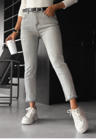Pantaloni din denim z paskiem Not Even Close gri
