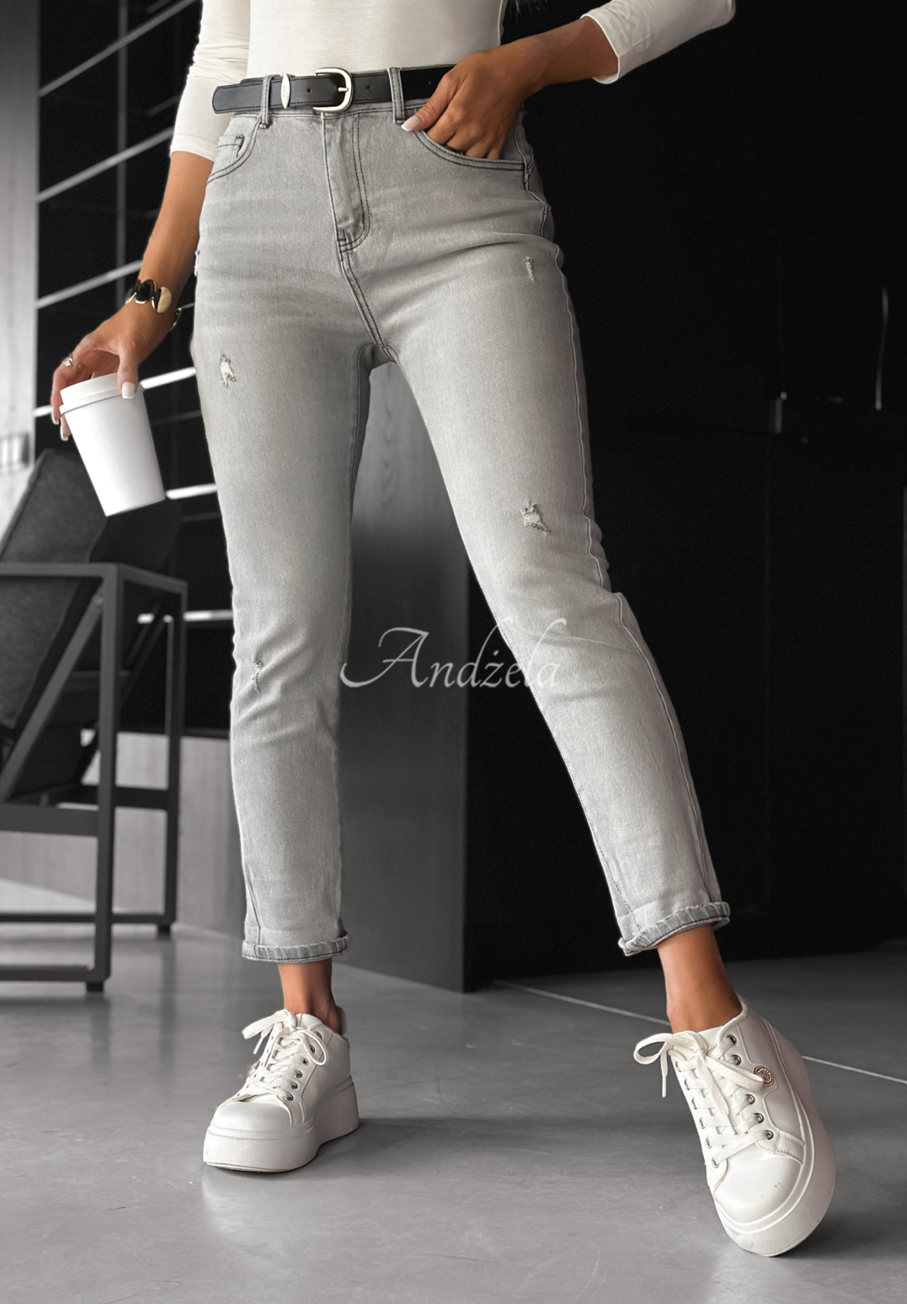 Blugi loose fit cu curea Not Even Close